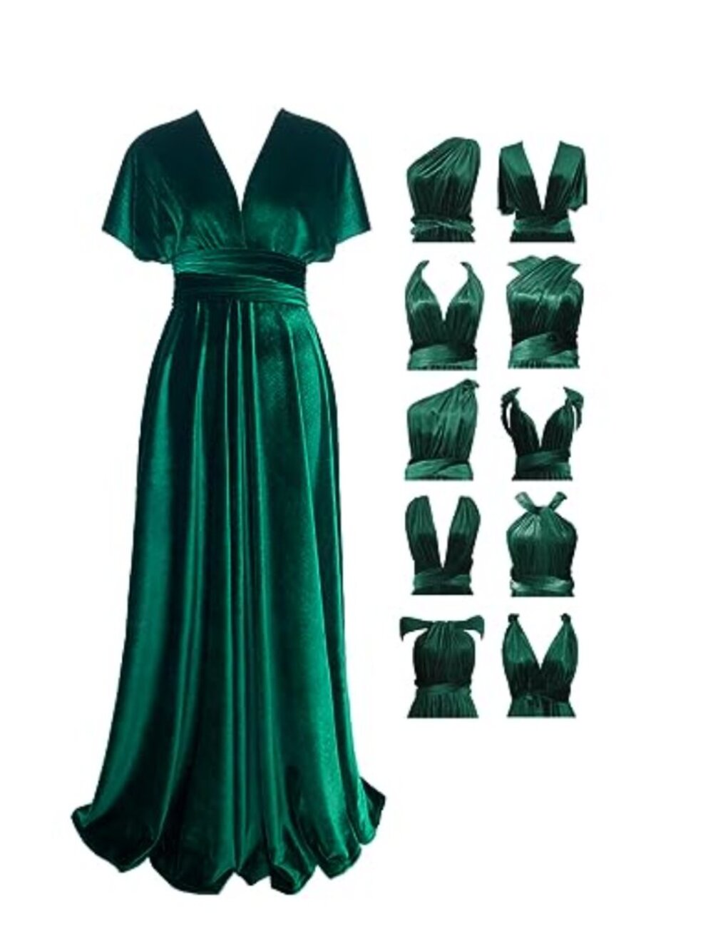 72styles Velvet Multi-Way Wrap Infinity Maxi Dress Bridesmaid